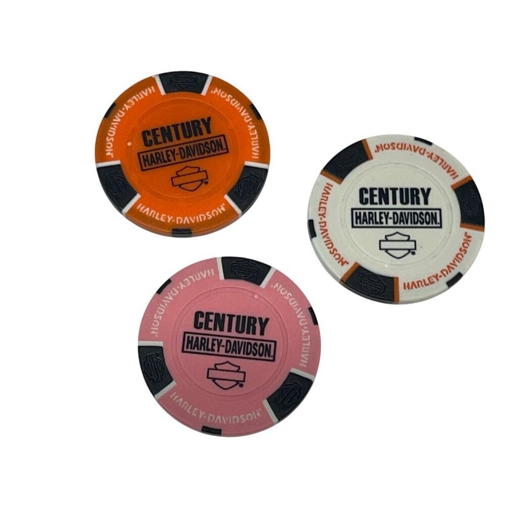 Harley Davidson Poker Chips Dealer Lot of 3 CENTURY MEDINA OHIO